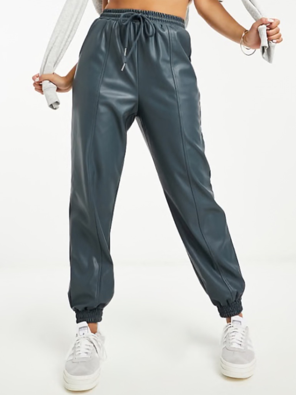 ASOS DESIGN Faux Leather Dark Slate Joggers Sz 10